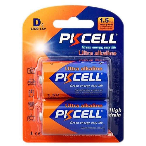 Батарейка PKCELL Ultra Digital Alkaline D/LR20, в упаковке: 2 шт. батарейки алкалиновые energy ultra lr20 2b d 2 шт