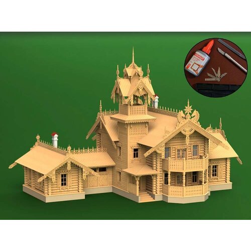 фото Загородный летний дом, сборная модель из дерева, 2880 деталей, +инструменты, м. 1:72, россия