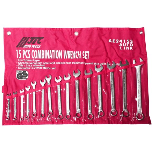 Набор гаечных ключей JTC AUTO TOOLS AE2415S, 15 предм., красный