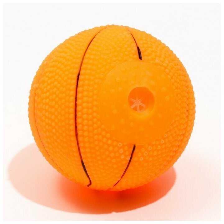 Игрушка пищащая малая "Мяч баскетбольный" 5,5 см, оранжевая - фотография № 4