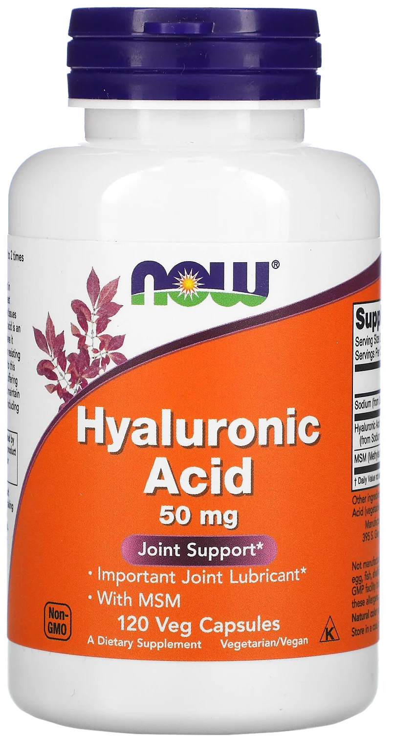 NOW Hyaluronic Acid With MSM (Гиалуроновая кислота с МСМ) 50 мг 120 капсул