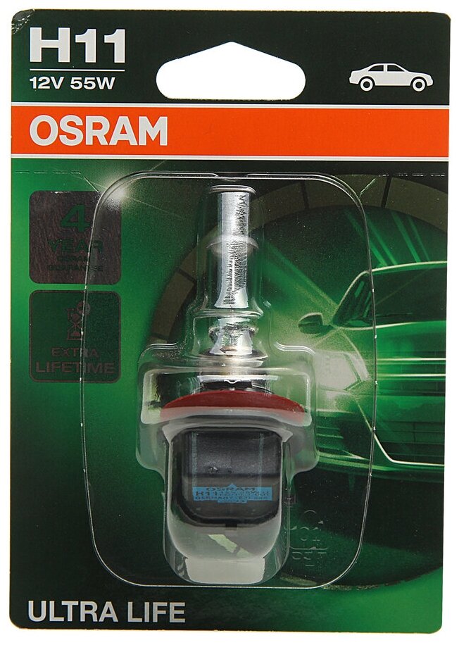 OSRAM H11 12V-55W (PGJ19-2) (увелич. срок службы) Ultra Life 1шт - фото №6