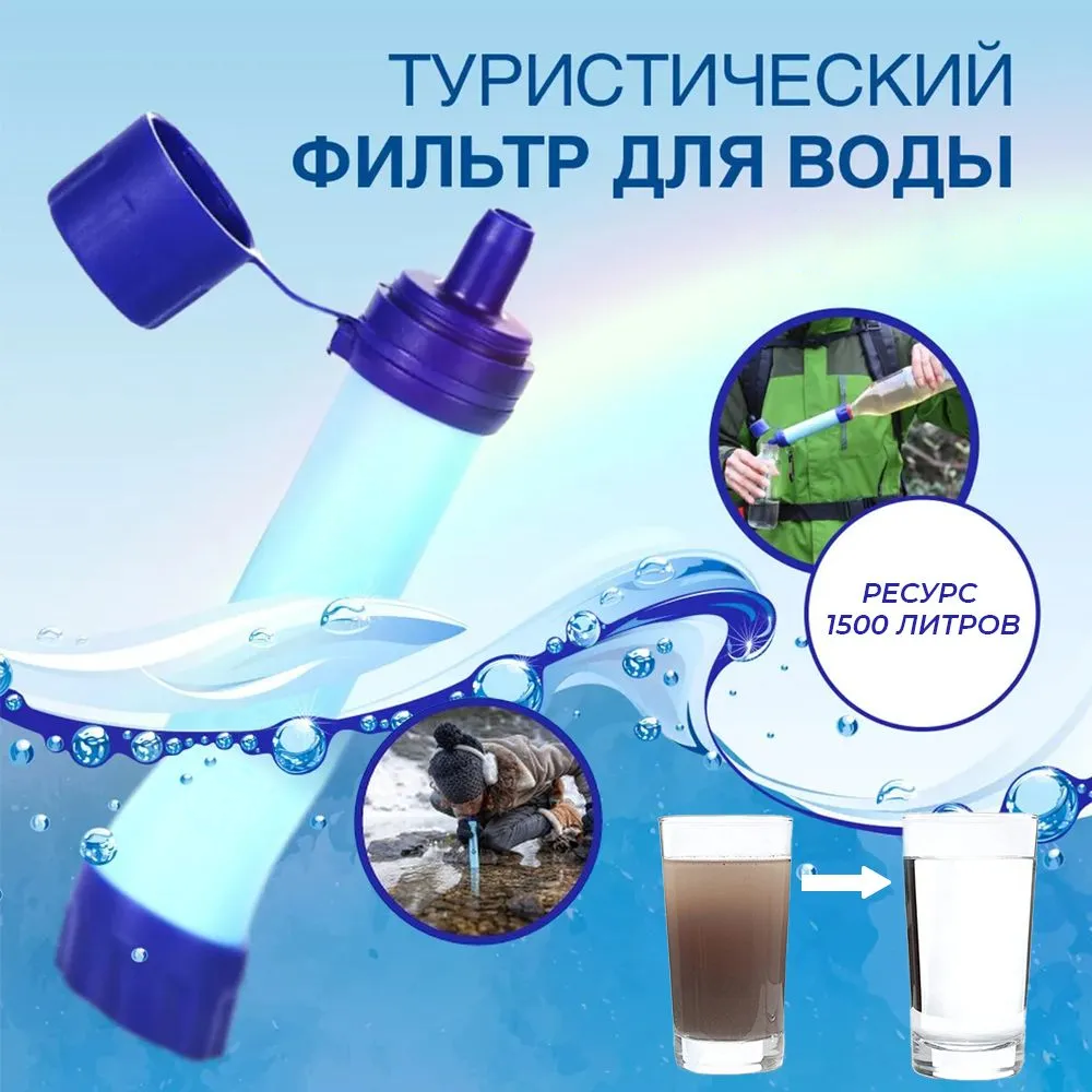 Туристический фильтр для воды /Очистка воды/Фильтр для очистки воды/Водоочистка/Фильтрация воды/Водоочиститель