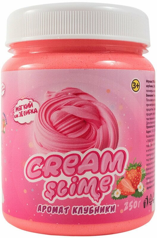 Слайм Cream-Slime, розовый, с ароматом клубники, 250мл, 292282