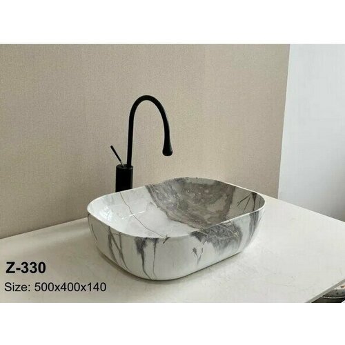 Раковина накладная Zandini Z-330 на столешницу для ванной комнаты без перелива керамическая под камень