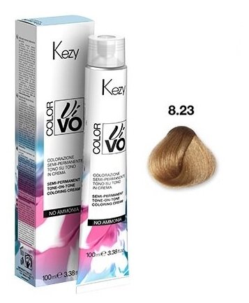 Kezy, Крем-краска Color Vivo No Ammonia 8.23 Светлый блондин бежевый золотистый “тон в тон”, 100 мл