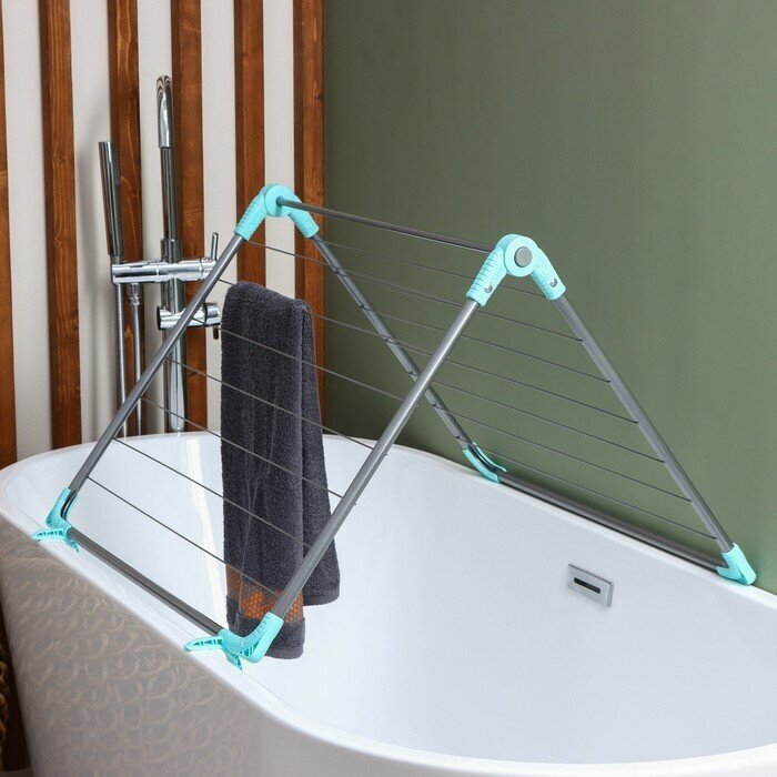 Сушилка для белья на ванну складная, рабочая длина 10 м, цвет микс - фотография № 4
