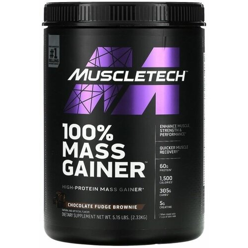 фото Гейнер muscletech 100% mass gainer - 2330 г. гейнер для набора массы (шоколадный брауни)