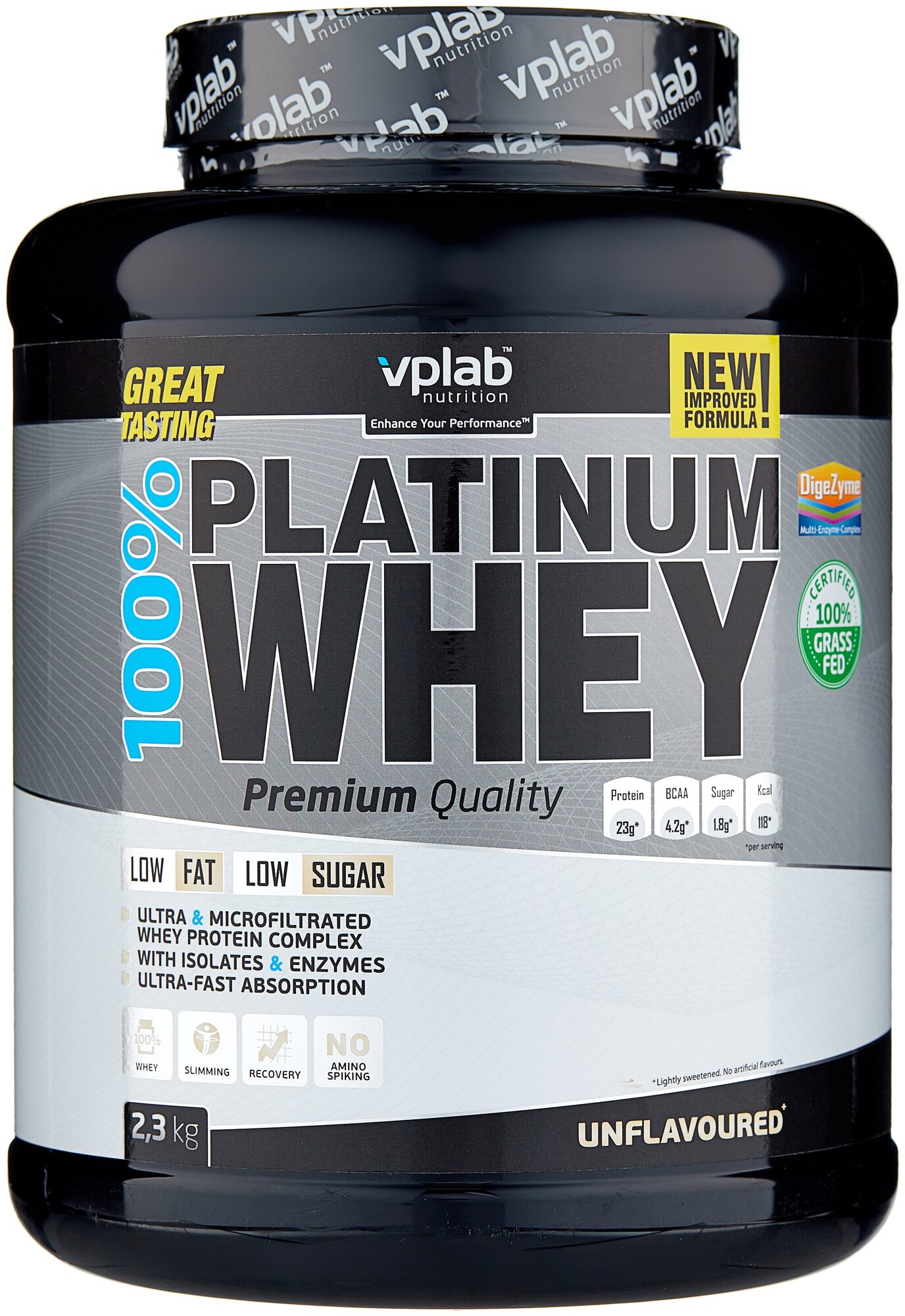 VPLab Протеин сывороточный Изолят 100% Platinum Whey 2,3кг (unflavoured) без вкуса