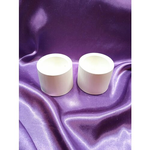 Подсвечники 2 шт для чайной плавающей свечи белые гипсовые круглые высота 4,5см. / диаметр 5,5 см. / объем 40мл подарок