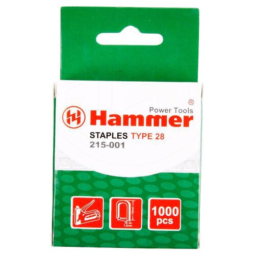 Скобы Hammer для степлера, 215-001, 12 мм, 1000 шт.