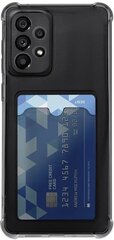 Прозрачный черный силиконовый чехол с карманом для Samsung Galaxy A53 5G / Тонкий чехол с отделением картхолдер на Самсунг Галакси А53 5Г