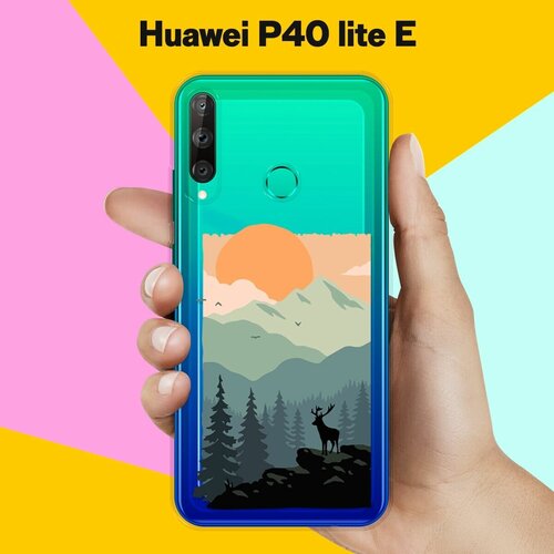 Силиконовый чехол Горы и лес на Huawei P40 Lite E силиконовый чехол девушка лес на huawei p40 lite хуавей п40 лайт