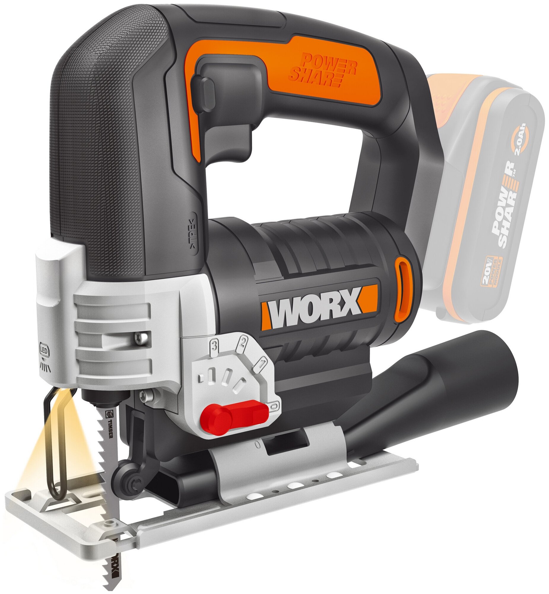 Аккумуляторный электролобзик Worx WX543.9 0 коробка, без аккумулятора