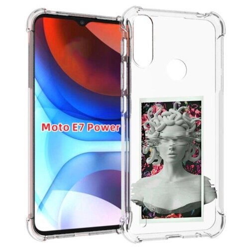 Чехол MyPads статуя-медузы для Motorola Moto E7 Power задняя-панель-накладка-бампер