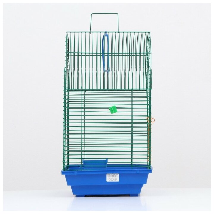 Клетка для птиц (с наполнением), 35 х 28 х 52 см, синий - фотография № 2