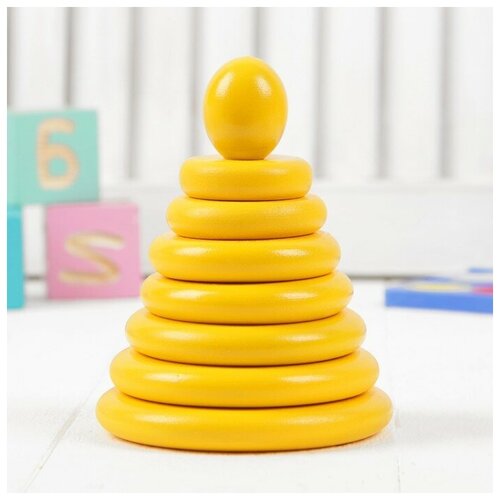 деревянные игрушки rntoys пирамидка 8 деталей RNToys Пирамидка «Жёлтая», 8 деталей
