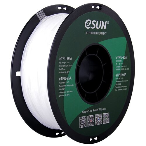 фото Esun катушка пластика etpu-95a esun, 1.75 мм, 1 кг, белая