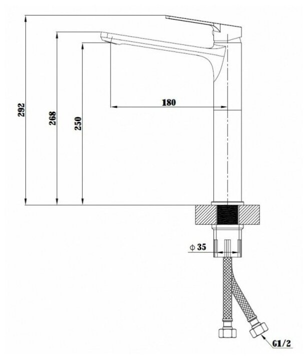 Смеситель для умывальника 35к ESKO SB25 "Singapore black" высокий, литой, п/гайку черный - фотография № 6