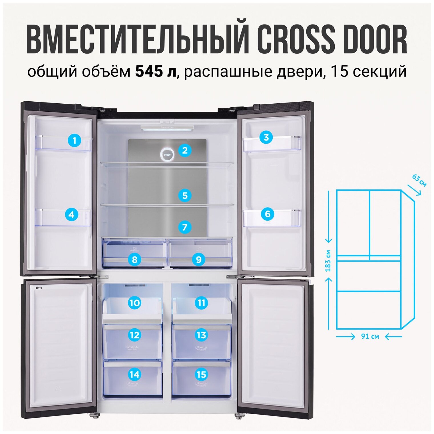 Многокамерный холодильник TESLER RCD-545I GRAPHITE - фотография № 14