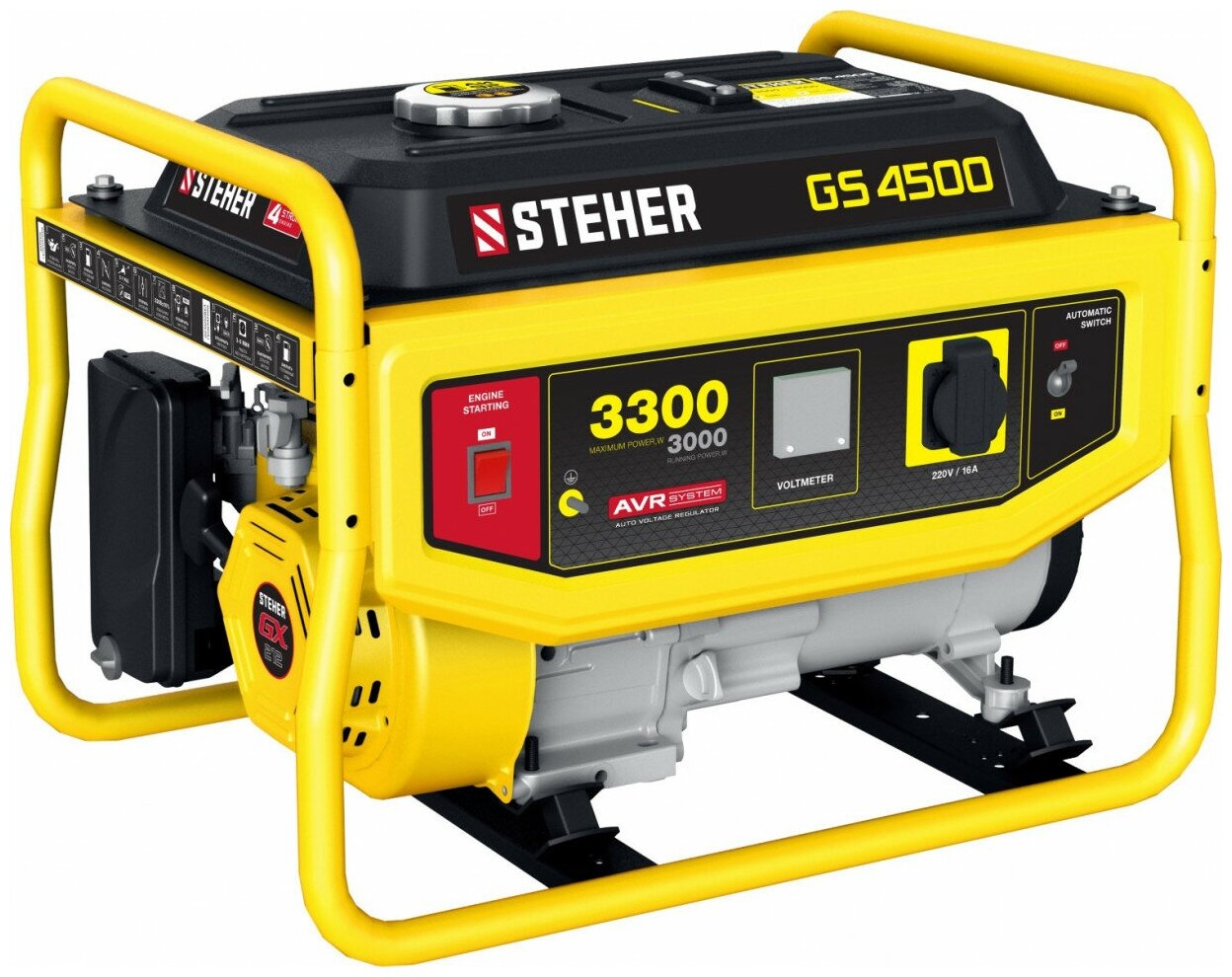 GS-4500 бензиновый генератор, 3300 Вт, STEHER