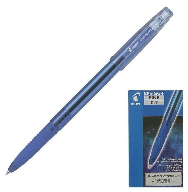 Ручка шариковая Pilot Super Grip G, узел 0.7мм, резиновый упор, стержень синий, BPS-GG-F (L)