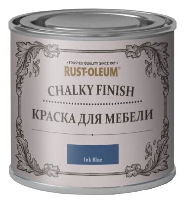 Краска для мебели и декора Chalky Finish, меловая, матовая, акриловая, быстросохнущая, без запаха, 0.245 кг, 0.125 л, Ink Blue (Синий чернильный) - фотография № 1