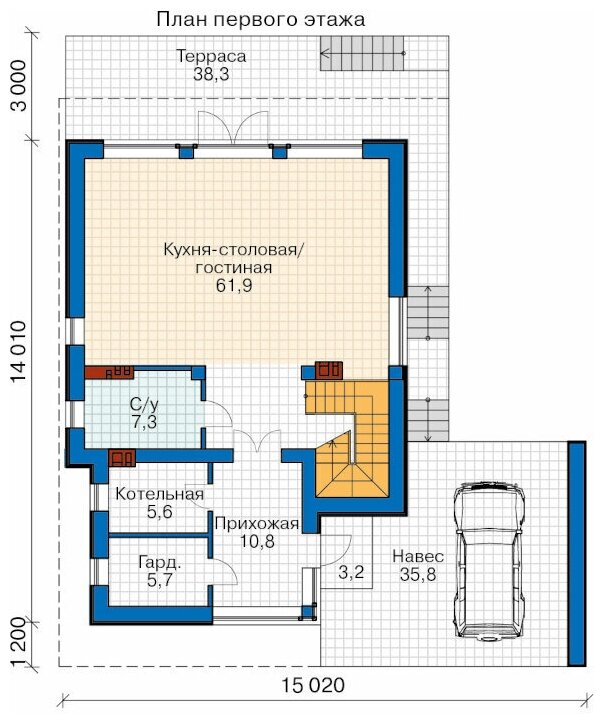 Проект кирпичного дома Catalog-Plans-62-71FK2 (186,85кв.м, 14,01x9,16м, кирпич 440) - фотография № 2