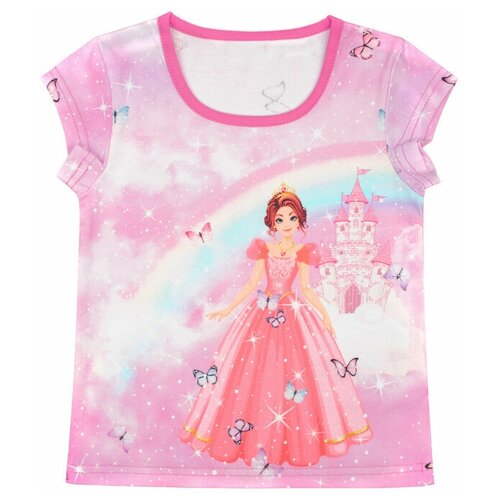 фото Футболка апрель, размер 104-54, принцессы розовый