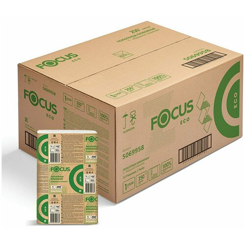 Полотенца бумажные Focus Eco 1-нослойная 250лист. белый (упак.:12шт) (5069958)