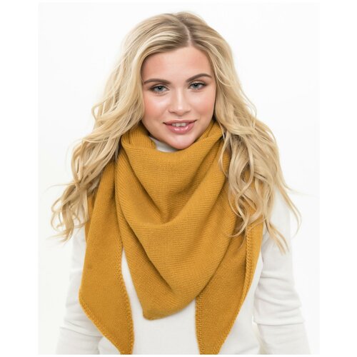 Женский теплый шарф-платок из шерсти, ТМ Reflexmaniya, цвет - горчичный.
