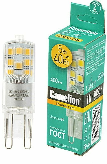 Светодиодная лампа Camelion LED5-G9-NF/830/G9 - фотография № 3