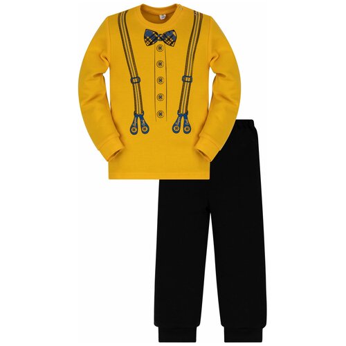 Костюм детский Утенок размер 56(рост 92) желтый_черный_подтяжки (свитшот+штаны) цвет желтый/черный