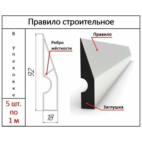 Правило строительное алюминиевое 1 м, 5 шт