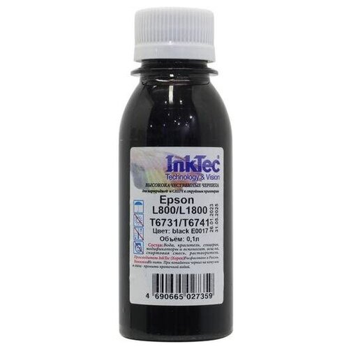 Чернила InkTec (e0017) для Epson L800/L1800 (t6731/ T6741), Bk, 0,1 л. 1507060102U