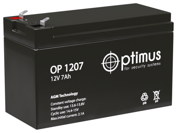 Аккумуляторная батарея Optimus OP 1207 12В 7 А·ч