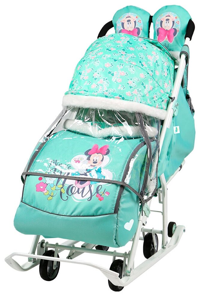 Санки-коляска Nika Disney baby 2 DB2, с Минни Маус мятный