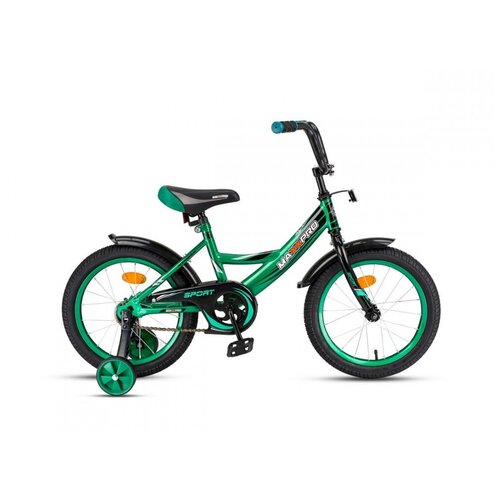 фото Детский велосипед maxxpro sport 16" зелено-черный с боковыми колесами
