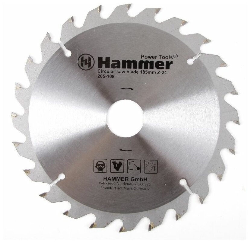 Диск пильный по дереву 185х30/20х24, CSB WD, 205-108, Hammer Flex, 30658