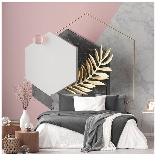 Фотообои 3D Объемные мраморные гексагоны 300х270 ШхВ Фотообои 3D на стену флизелиновые 300х270 Фотообои в гостиную спальню зал кухню с геометрией Обои виниловые на флизелиновой основе с объемной геометрией мрамор фотообои с мрамором 7250₽