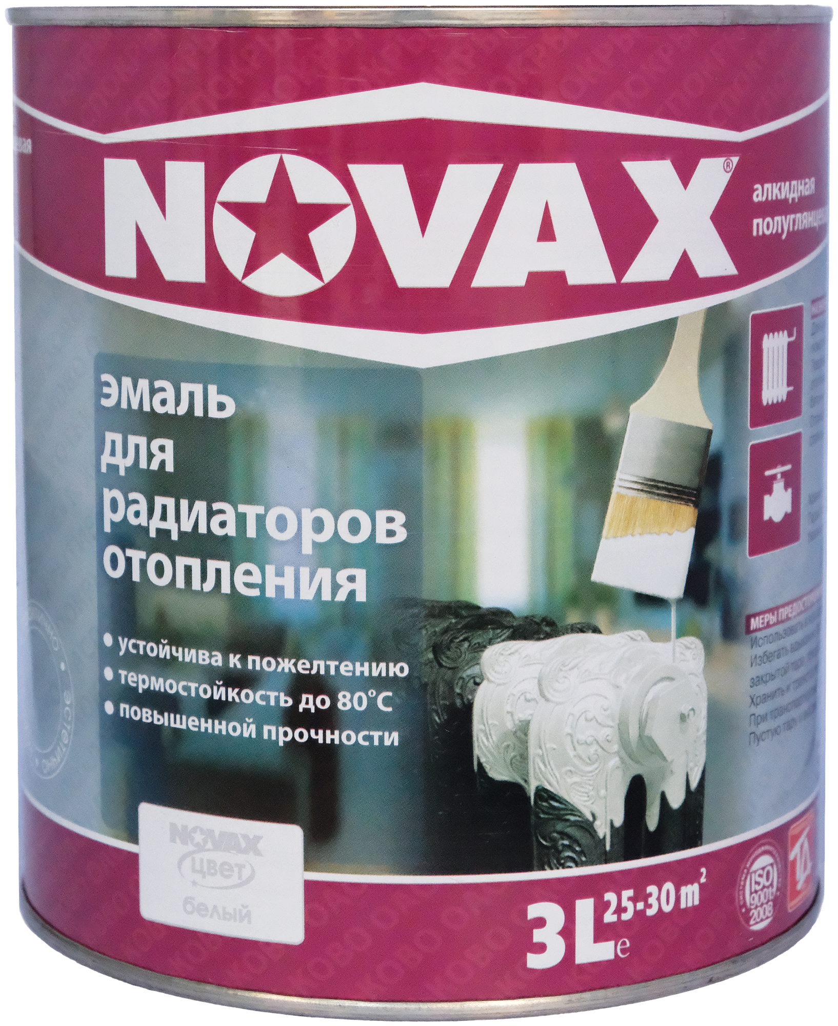 Эмаль для радиаторов Novax цвет белый 3 л - фотография № 2