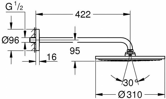 Верхний душ Hansgrohe Croma E 26257000 - фотография № 14