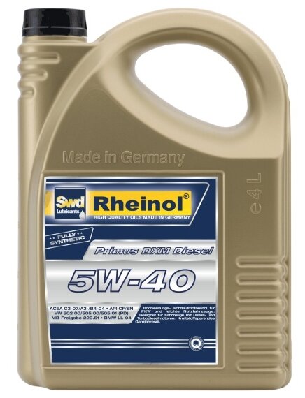 Синтетическое моторное масло Rheinol Primus DXM Diesel 5W-40, 4 л