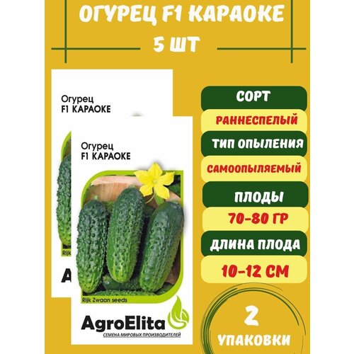 Семена Огурец Караоке F1, 5 семян 2 упаковки