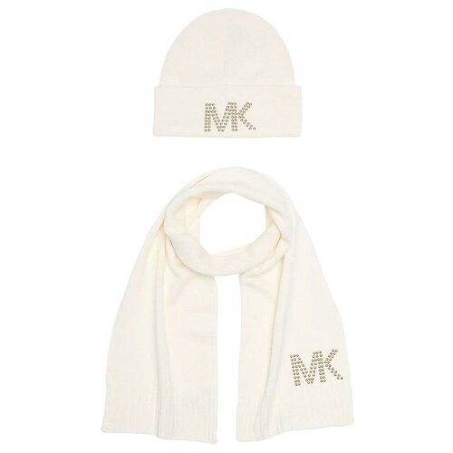 Комплект бини MICHAEL KORS, демисезон/зима, 2 предмета, размер One Size, экрю, белый
