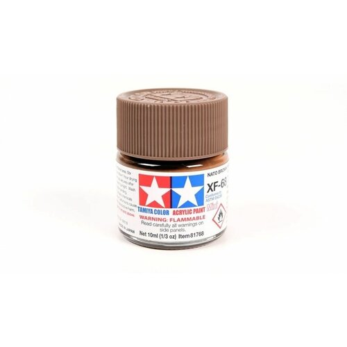 эмаль xf 24 dark grey flat enamel paint 10 ml тёмно cерый матовый tamiya 80324 Tamiya 81768 XF-68 NATO Brown, краска акриловая, Коричневая (НАТО) матовая