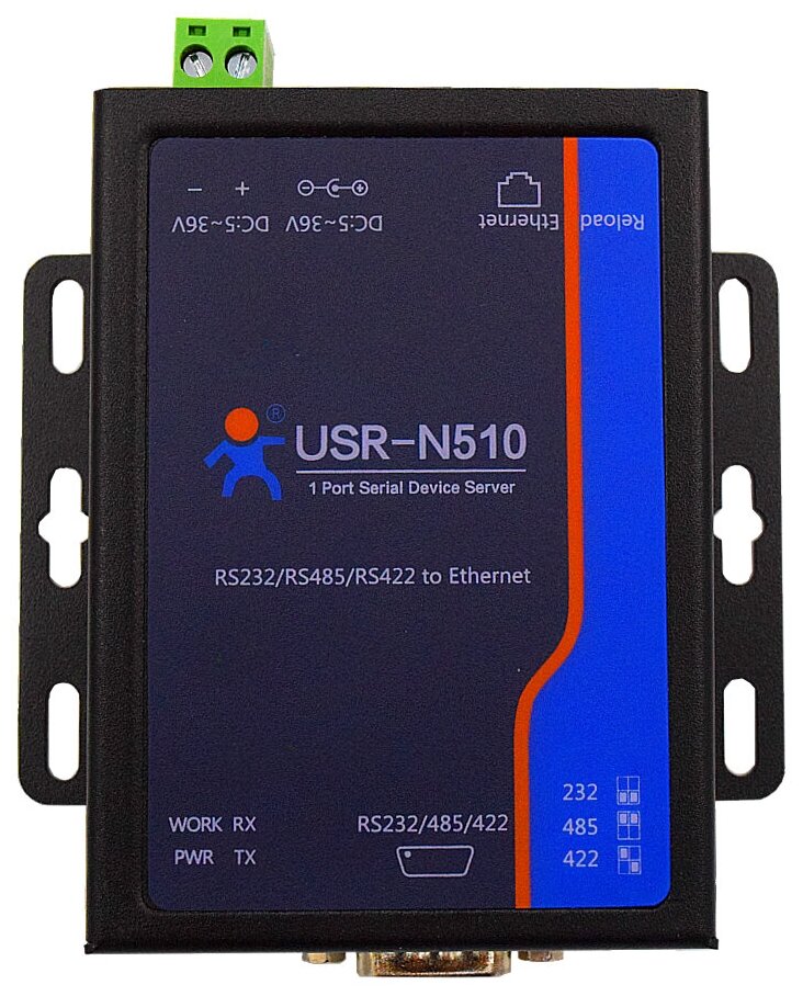 Преобразователь портов RS232/RS422 и RS485 в Ethernet USR-N510