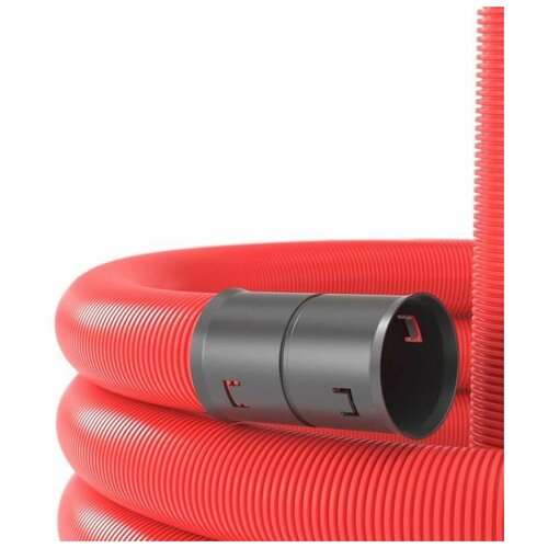 Труба гофрированная двустенная ПНД гибкая d90мм с протяжкой с муфтой для кабельной канализации SN8 450Н красн. (уп.50м) DKC 121990 труба dkc 121990 гибкая двустенная для кабельной канализации д 90мм с протяжкой sn8 в бухте 50м цвет красный