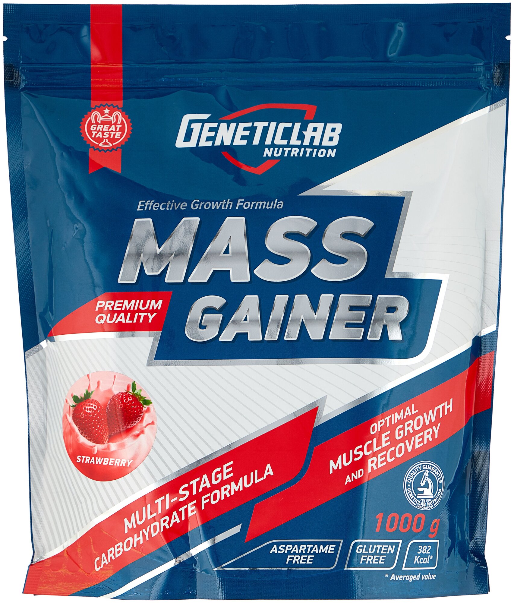 MASS GAINER 1000gr/10serv Strawberry (1кг) (Клубника) / Протеин СГР / Унифиц. пакет