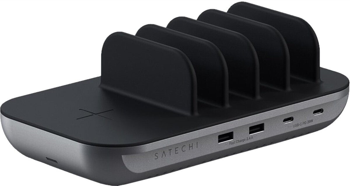 Зарядная станция для мобильных устройств Satechi Dock5 Multi-Device Charging Station with Wireless Charging, до 74Вт, Серый ST-WCS5PM-EU